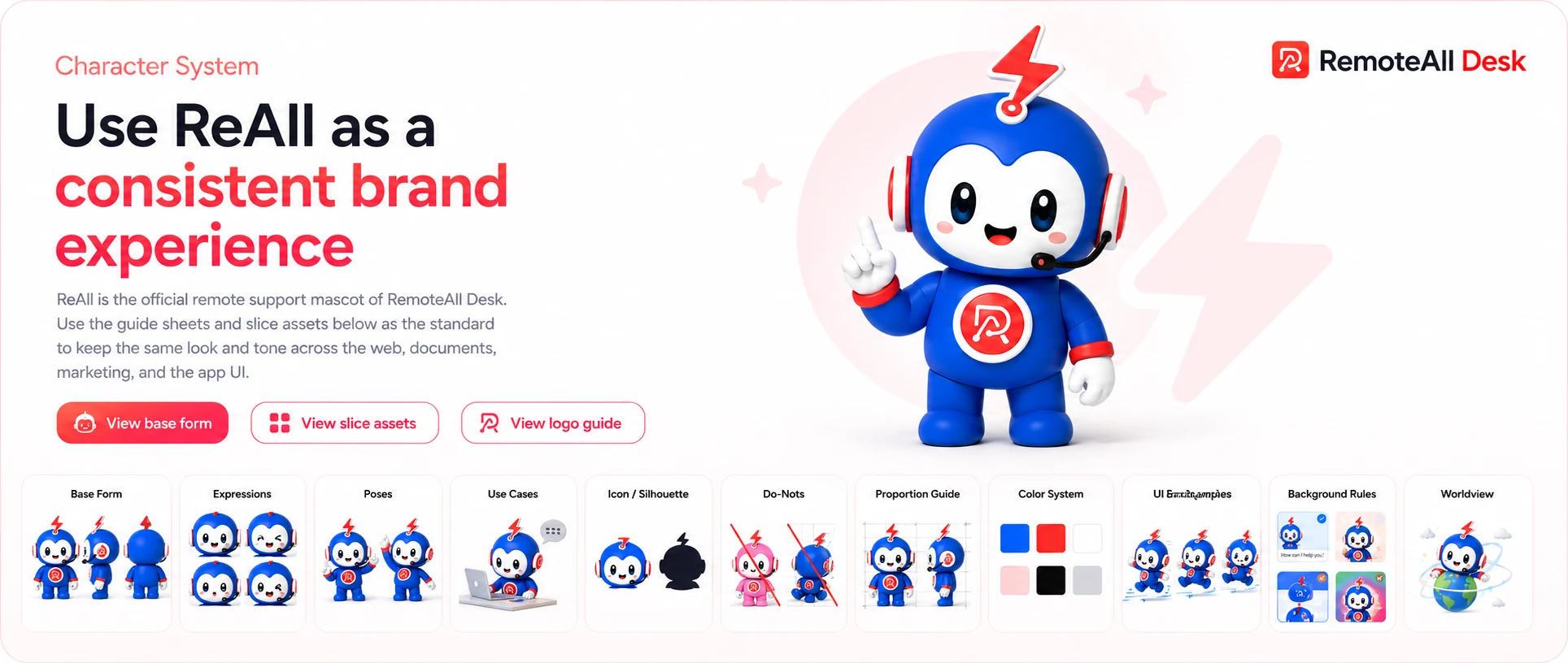 Character System — use ReAll as a consistent brand experience