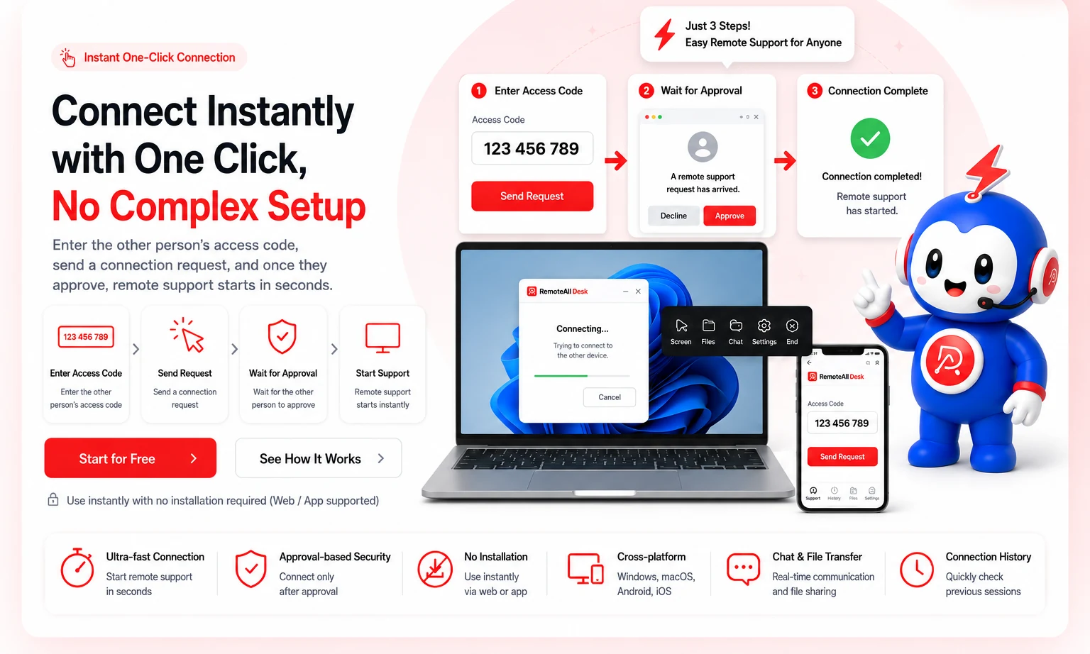 Connect instantly with one click — no complex setup