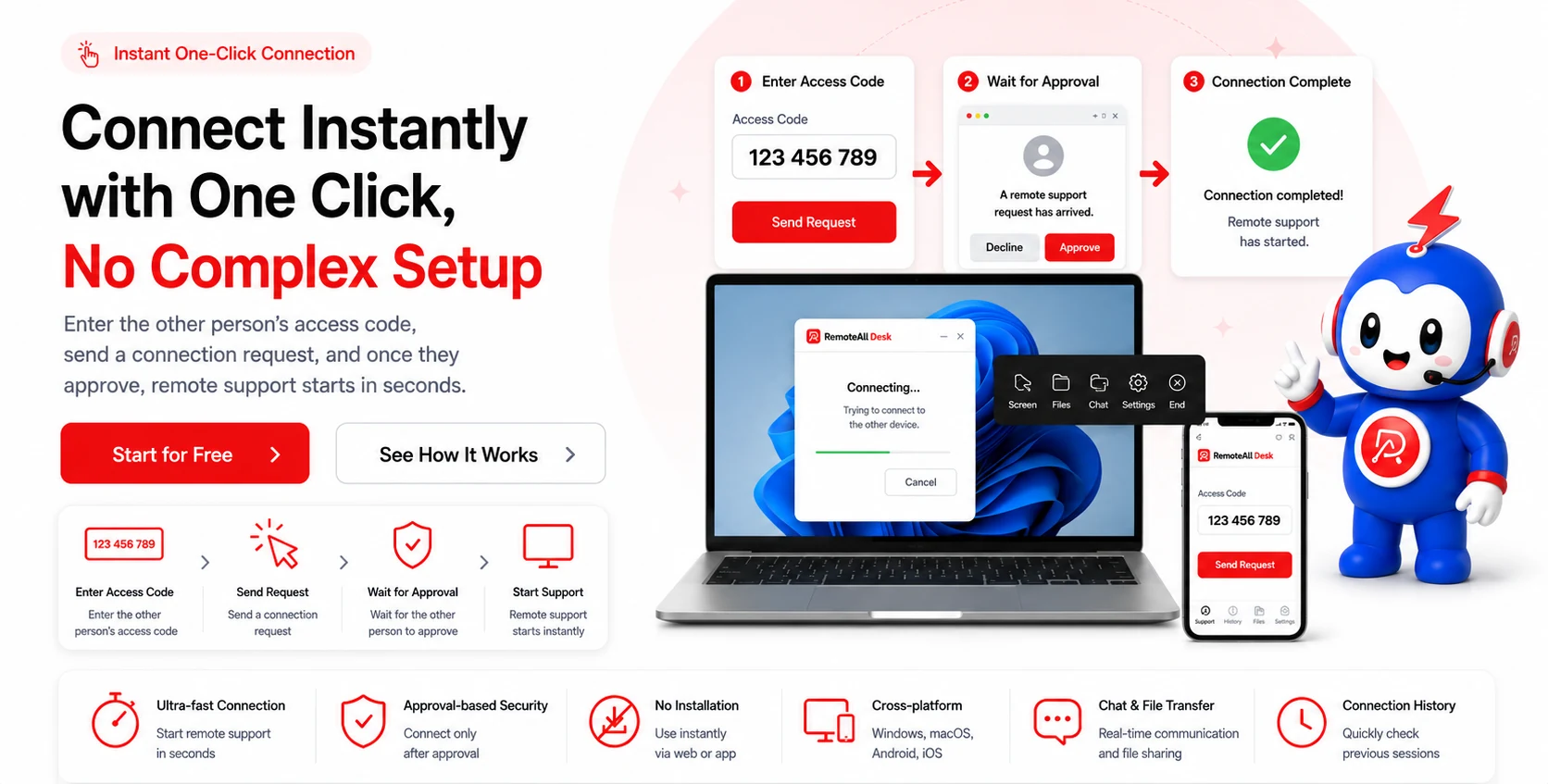 Connect instantly with one click