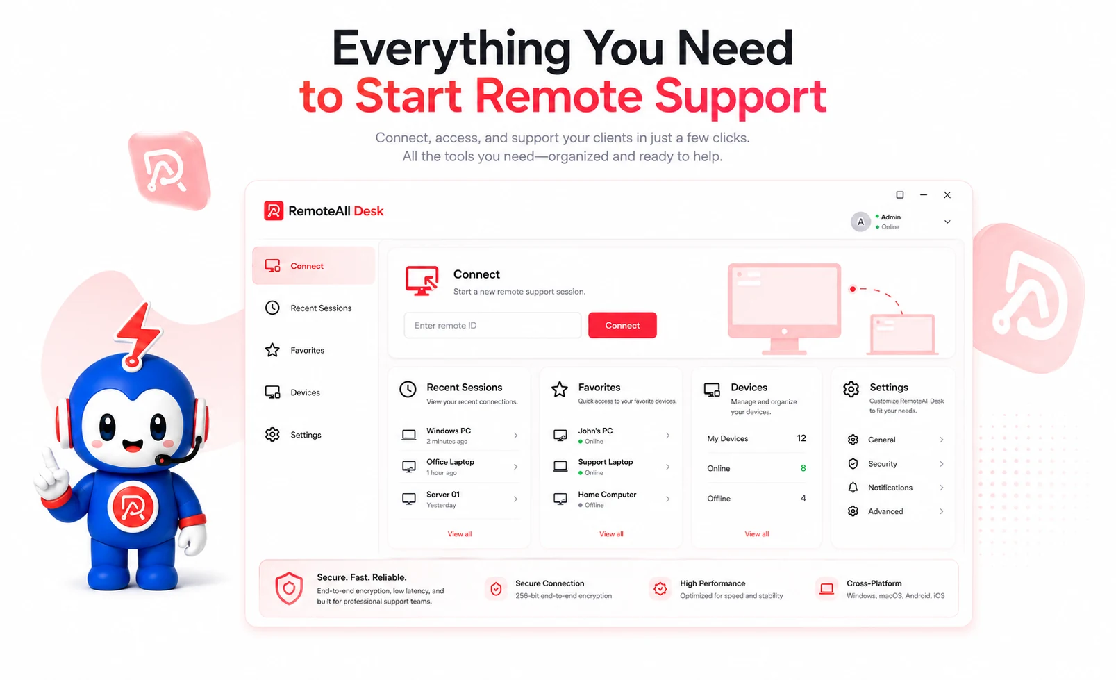 Everything you need to start remote support — remote support workflow at a glance