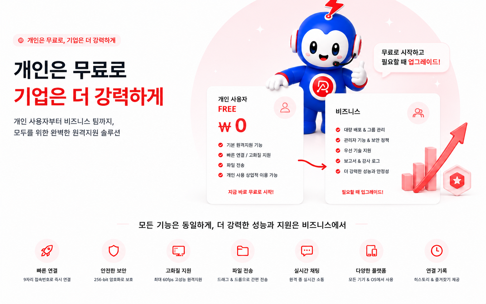 개인은 무료로, 기업은 더 강력하게 — 요금제 안내