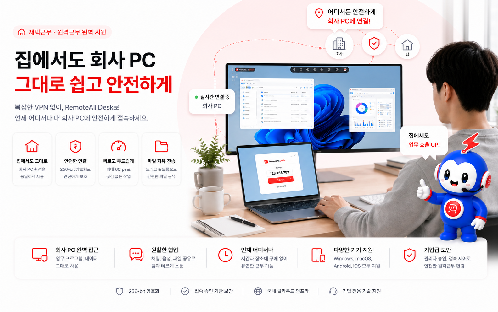 집에서도 회사 PC를 그대로 쉽고 안전하게, 재택근무 지원